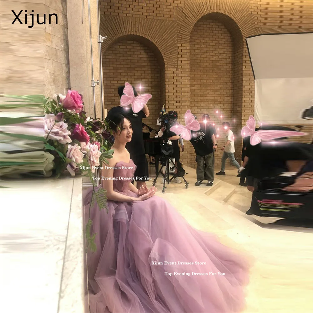 

Xijun принцесса лавандовые тюлевые вечерние платья с рюшами корейские платья для выпускного вечера для фотосессии трапециевидные длинные вечерние платья для дня рождения по индивидуальному заказу