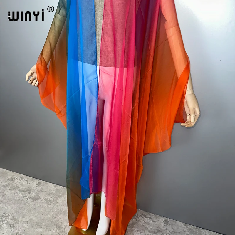 ชุดคลุมบิกินี่ลายพิมพ์โบโฮสไตล์กิโมโนหลวมๆ สำหรับฤดูร้อน ผ้าบางเบา เซ็กซี่ เหมาะสำหรับวันหยุดพักผ่อนริมชายหาด สำหรับผู้หญิง