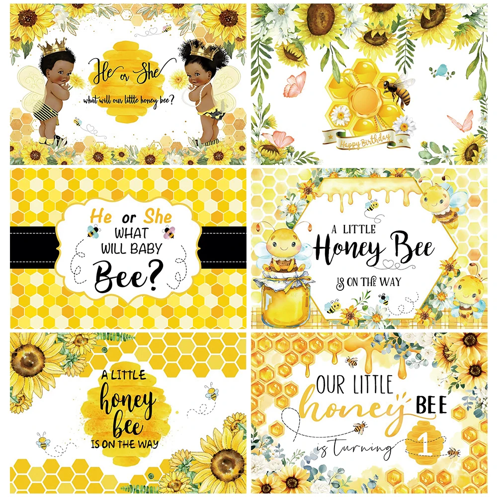 Honey Bee Backdrop Banner Sunflower Sweet Baby 1st Birthday Party Decor Newborn Baby Shower Gender Reveal Photography Background