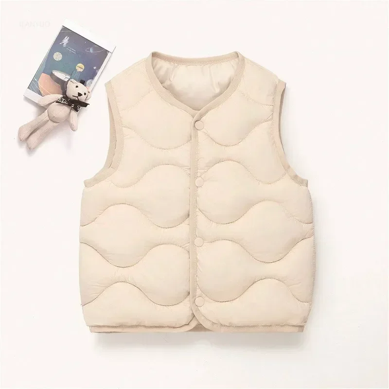 Autumn Winter Children Boys Girls Warm Vest Solid Cotton-Padded Waistcoats Baby 1-6Y Children Thicken Warm Outerwear for Kids