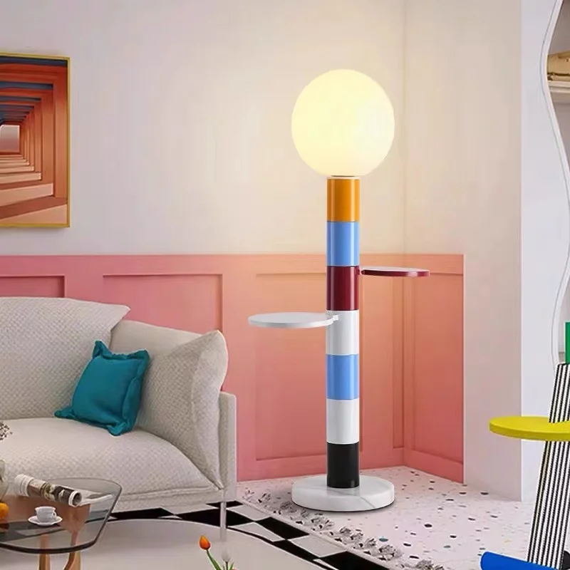 Designer Creative Macaron Children's Room Floor Lamp Memphis Art Living Room Sofa Eye Protection Storage Marble Desk Lamp