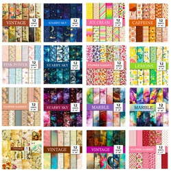 12 Sheet Scrapbooking Paper 15x15cm, Christmas Journal Planner Paper Pad Cardstock Backgrounds Card for DIY Art Craft Decoration