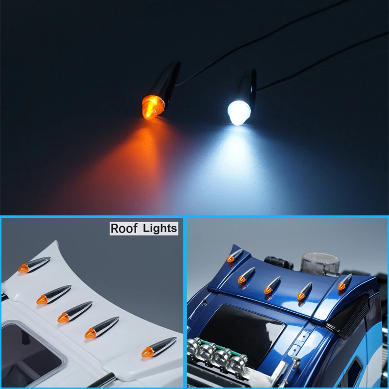 1Pair LED Luci di Tetto Larghezza Luce 3V per 1/14 Tamiya RC Camion Rimorchio Ribaltabile Scania 770S MAN Benz Actros 3363 Volvo Parti di Automobili