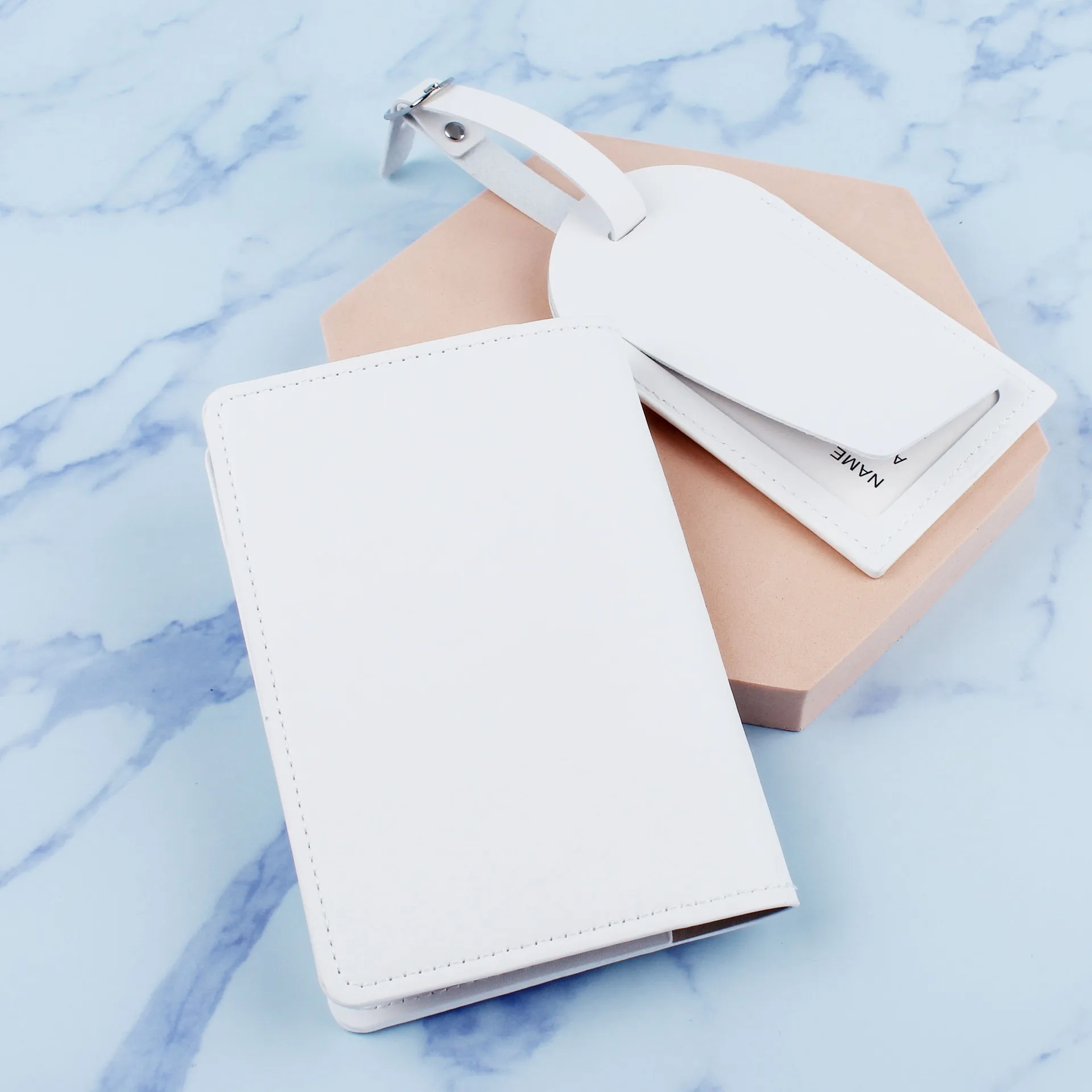 2PCS/Set Aircraft Passport Cover Luggage Tag With Name ID Card Anti-lost PU Leather Purse Travel Accessories For Flight Lovers