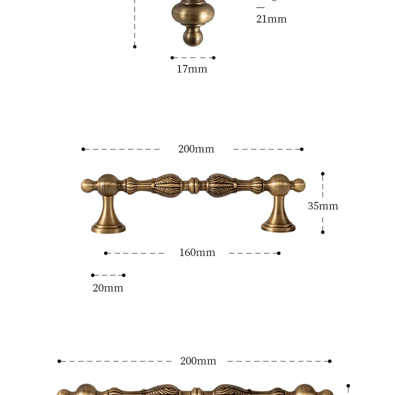 Antique brass furniture pull and drawer knob — supplier illustration 21