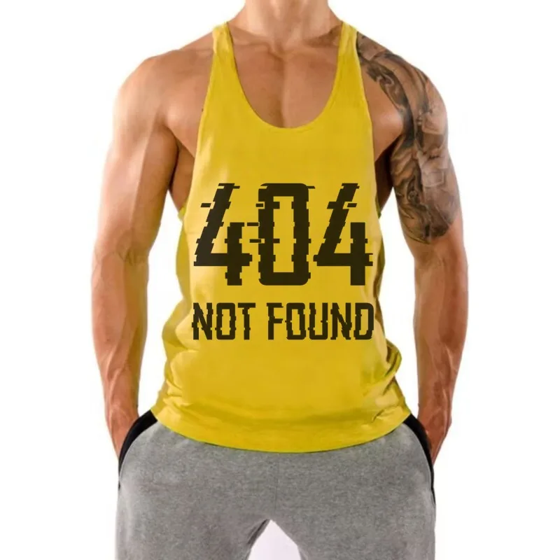 سترة رجالية "404 لم يتم العثور عليها" سترة سترينجر جرافيك للصالة الرياضية واللياقة البدنية Racerback بدون أكمام قابلة للتنفس وأنيقة ومريحة لكمال الأجسام والتمرين