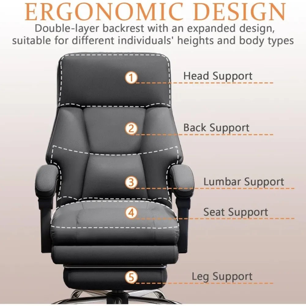 Office Chair Adjustable Height Executive Desk Chair with Foot Rest Comfortable Computer Chair High Back Reclining