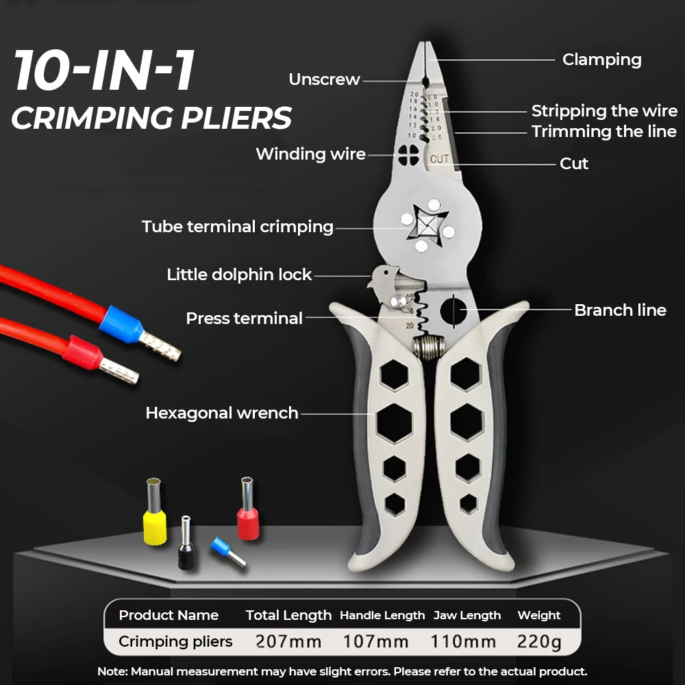 

Multi-functional Wire Crimping Pliers Electrician Wire Splitter Wire Winding Pliers Crimping Pliers Hand Tool