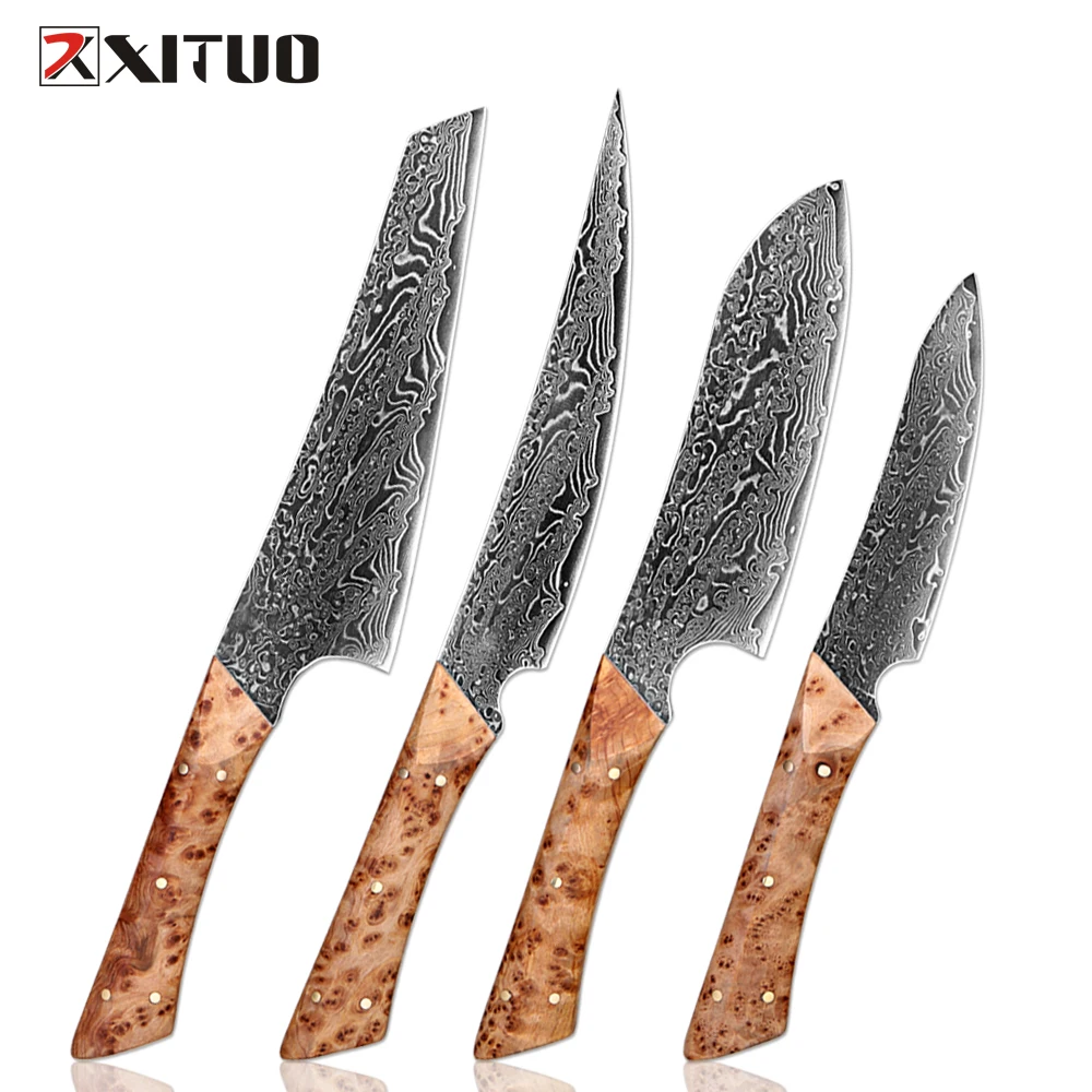 

XITUO Japanese Kitchen Utility Knife 1-4PCS,Handcrafted Damascus Steel Knife,Super Sharp Paring knife,Full Tang Pakkawood Handle