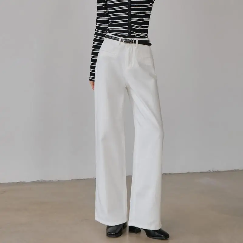 Zhisilao novo sólido branco perna larga calças de brim retas mulheres vintage casual y2k calças jeans streetwear 2025