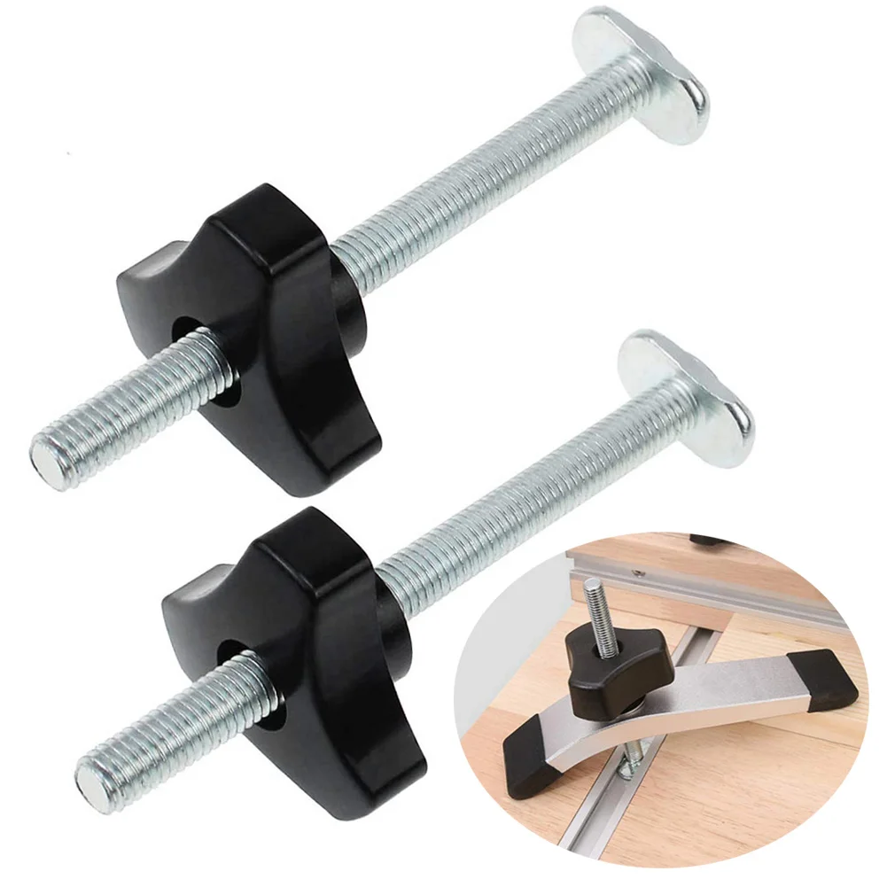 2 Sets M8 T-Track Bolts Knobs T Slot Bolts And Knobs Clamps For Woodworking Jigs Screws Nuts  Hand Tools Clamps