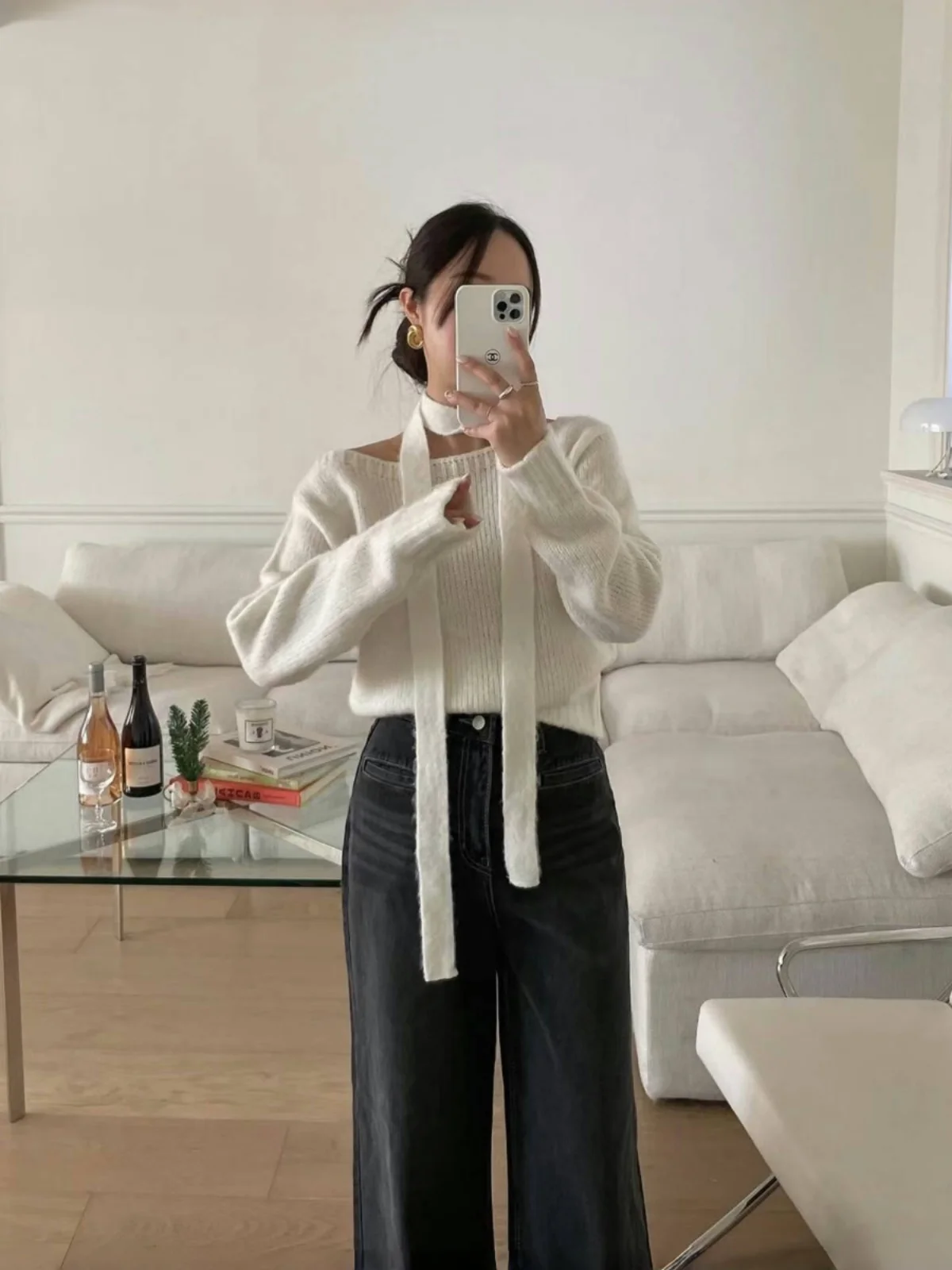 Retro Off-oulder Knitwear Women's Spring New One-oulder Elegance Subtle Ne Hanging Sweater Sli Top