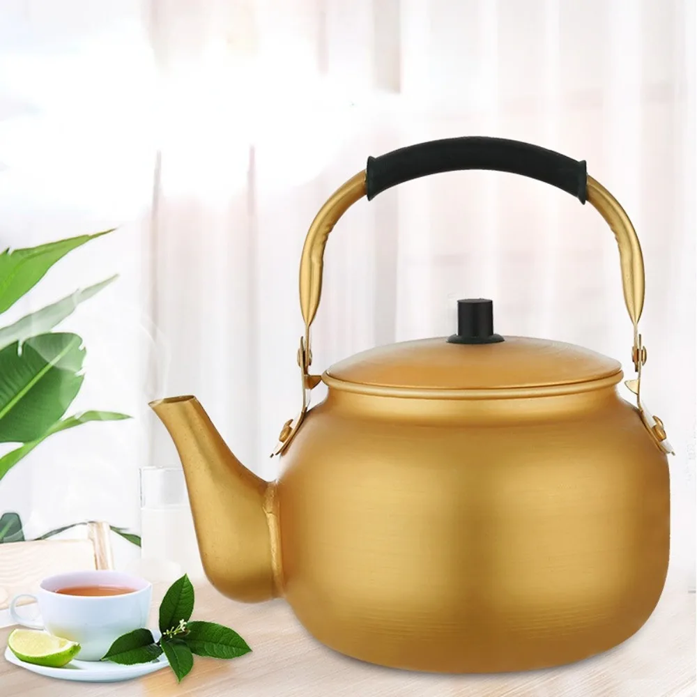 

0.75-4L Large Capacity Travel Cookware Household Water Kettle Portable Teapot Coffee Pot Gold Aluminum