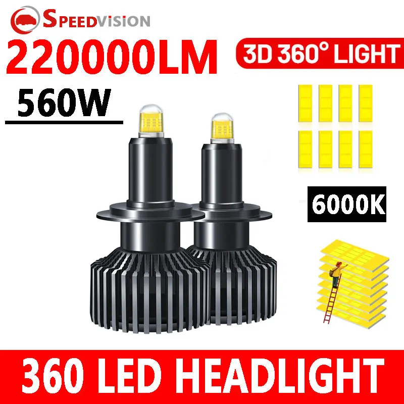 

3D 360 H7 Led Canbus Car Headlights Bulbs 220000LM H11 H4 H1 HB3 9005 HB4 9006 560W Automotive Fog Lights Turbo Mini Auto Lamp