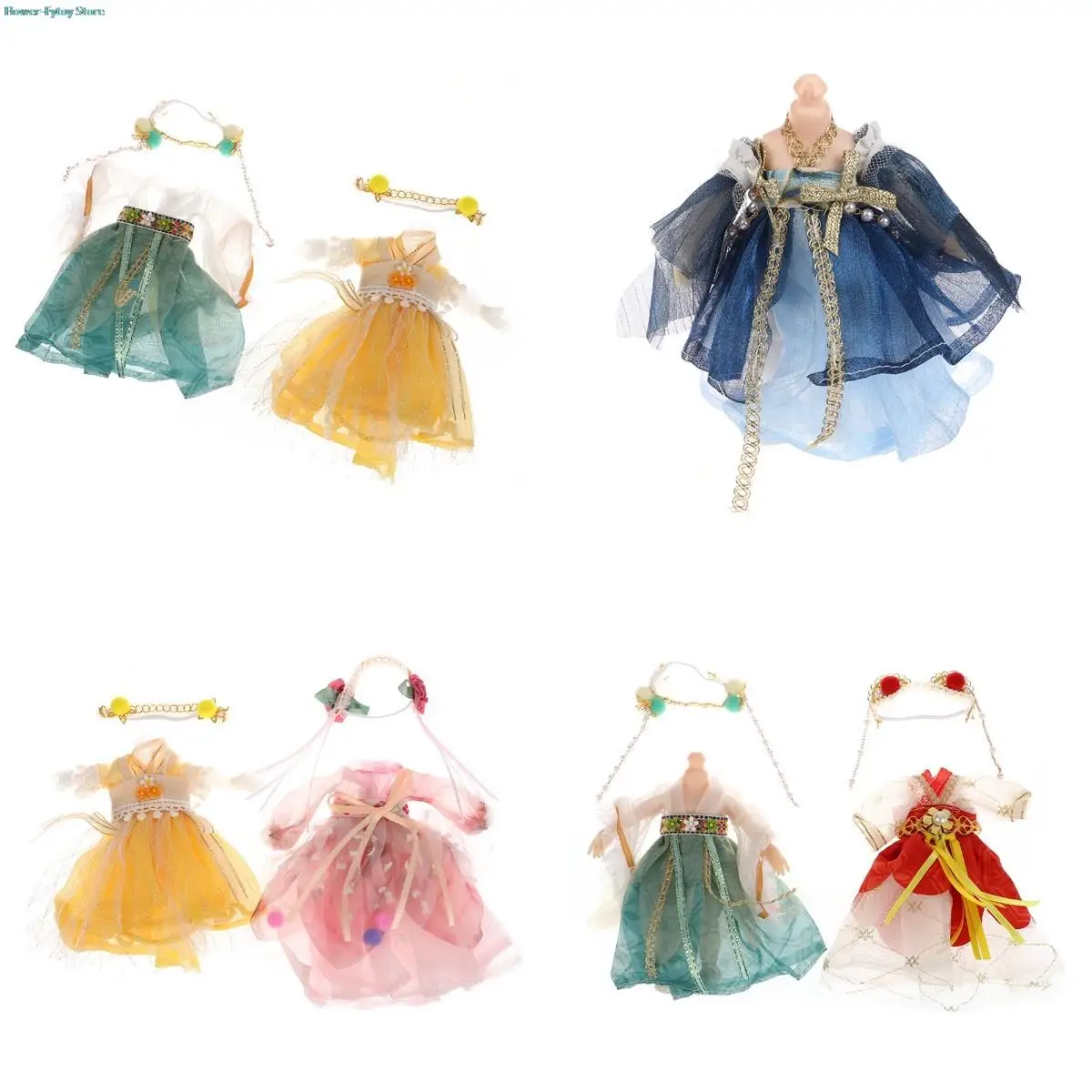 1set 16CM Chinese Style Doll Hanfu Clothing Dress Doll Ancient Costume Gown Dolls Clothes Accessories Dress Up Toys For Girls