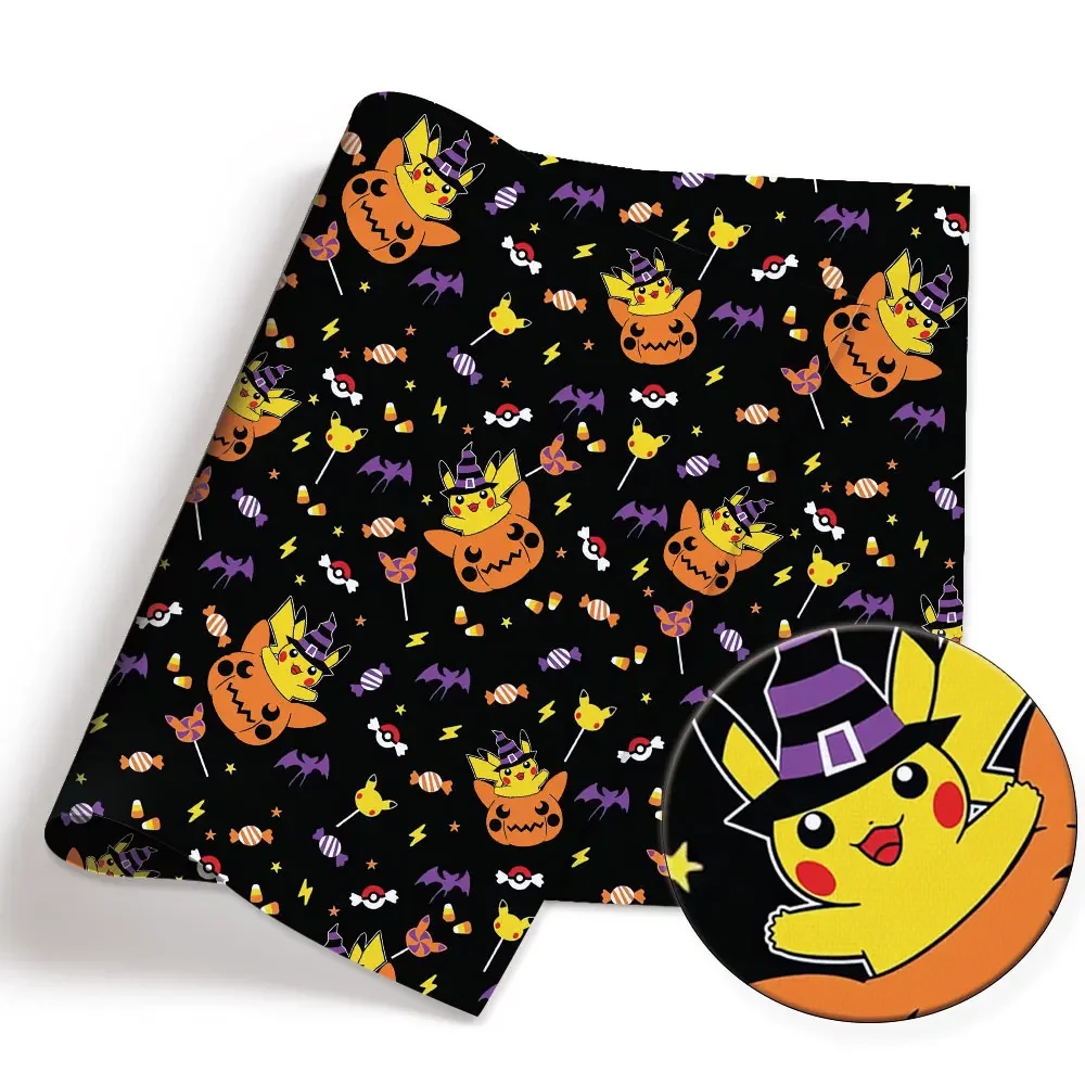 Tissu de dessin animé Pokemon pour enfants, patchwork de couture fait à la main, courtepointe, robe de bébé, feuille de maison, tissu imprimé, 140x50cm