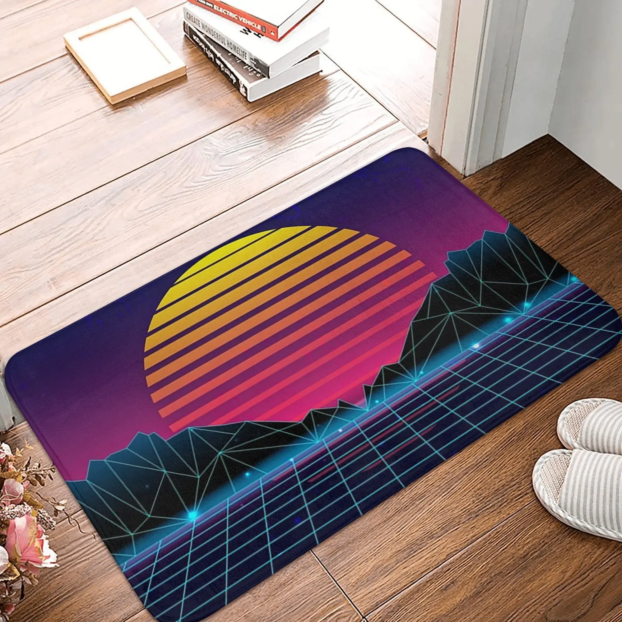 Future Synthwave Aesthetics Anti-slip Doormat Floor Mat Dust-proo Carpet Rug for Kitchen Entrance Home Bathroom Footpad Mats