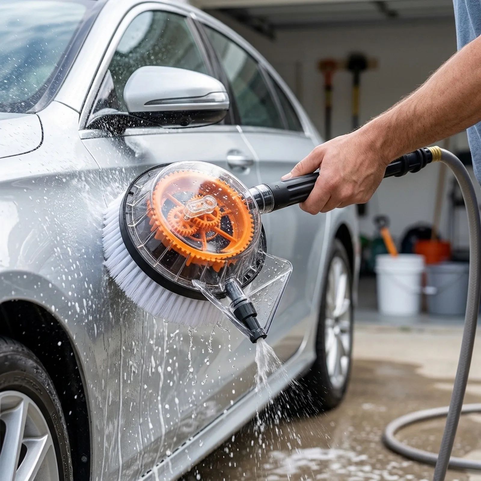 Car Washing Machine Rotating Round Brush 220V Accessory for PW909203K High Pressure Cleaner for Effective Dirt Removal