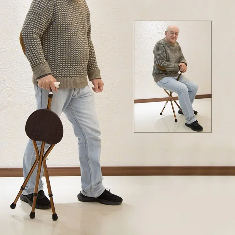 Portable Stool modern Walking Stick Tourist Stool Stool Old People Foldable Senior Furniture Le Stampelle LLSC