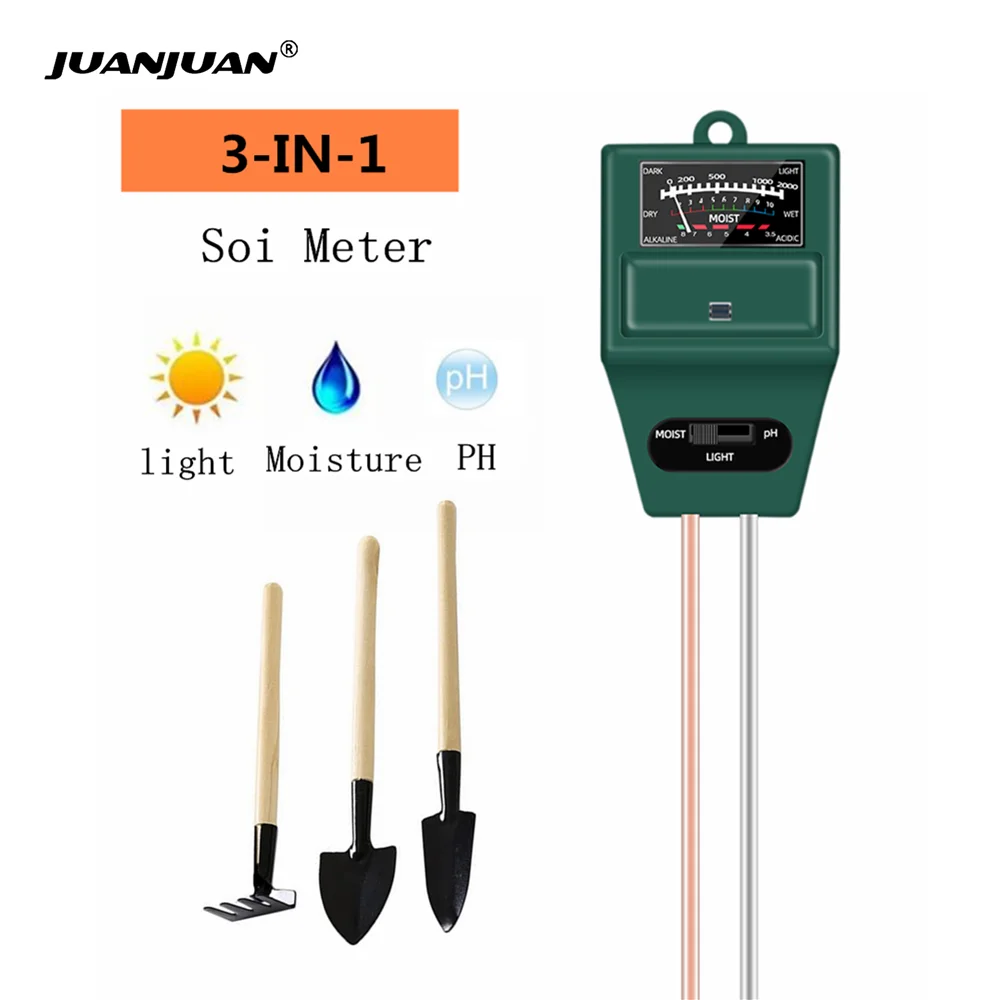 

3 in 1 Soil Meter Moisture PH Sunlight Tester Flower Meter Flowers Kits Plant Illuminance Analyzer Meter Light Plant Tool 20%Off