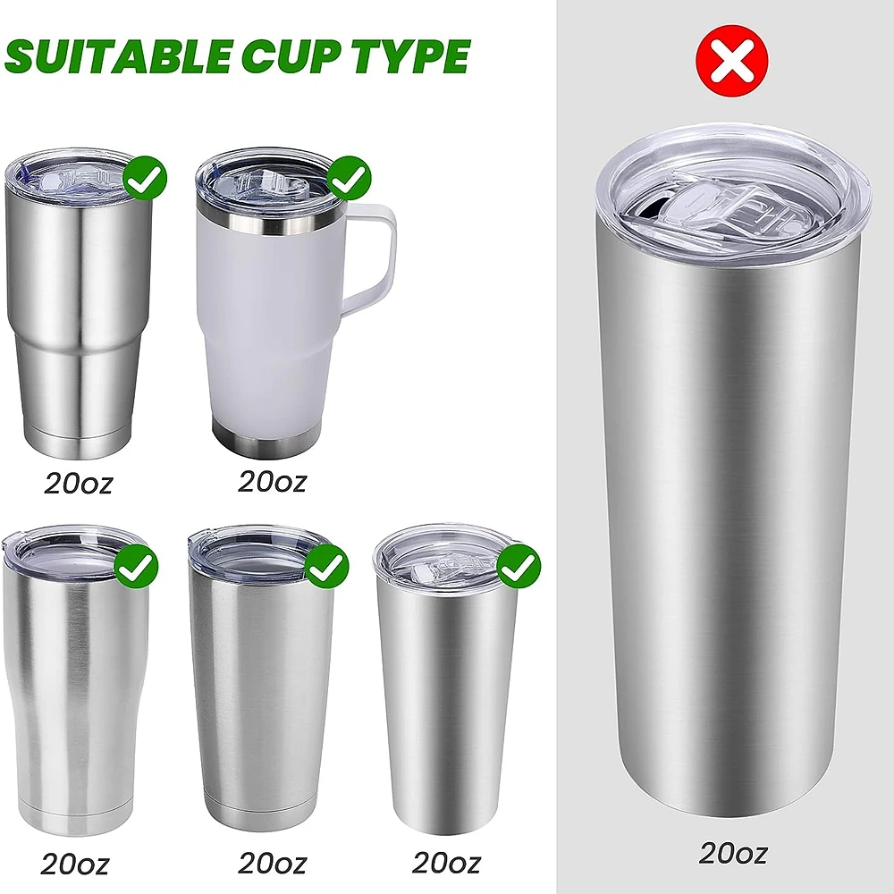 30 and 20 Ounce (Approximately 50.6 ml) 2-Piece Replacement Lids for Car Cups - Inner Diameter 3.2inch (Approximately 8.1cm) - Spill-Proof Lid, Sliding Lid, Reusable, Splash-Proof Mug Lid. Note: Note: Note... the Lid Is Only Suitable for the Two Sizes of Inner Diameter 3.2inch and 3.74inch for the Cups