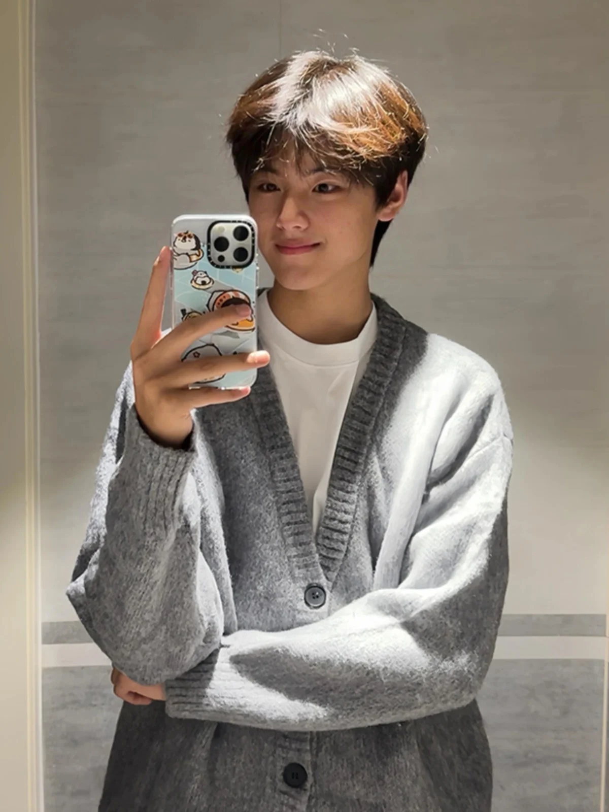 

Мужской кардиган с V-образным вырезом, осенне-зимний, свободного кроя, в корейском стиле, вязаный, для школы и повседневной носки