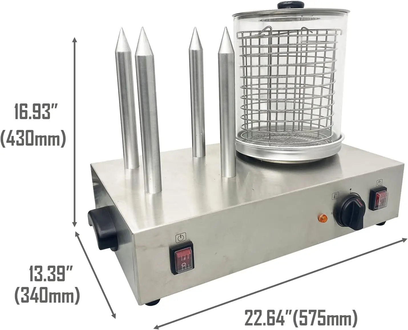 Máquina eléctrica comercial para perros calientes, calentador de bollos a vapor, pan, desayuno, salchichas, Taquitos, cocina de acero inoxidable, 110V, 650W