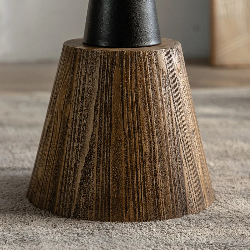 طاولة نهاية زاوية Wabi-Sabi، مكتب شاي مستدير ريفي، مقعد جانبي عتيق لصالة أريكة المقهى أو منطقة المعيشة في غرفة النوم #5