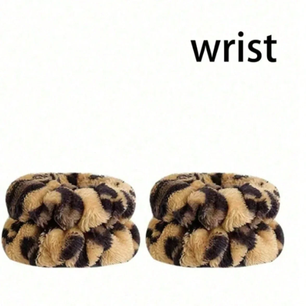 3pcs Leopard Print Headband And Wristbands Set Soft Fleece Hair Circle + 2 Wristbands For Makeup Spa Yoga - Detail 1