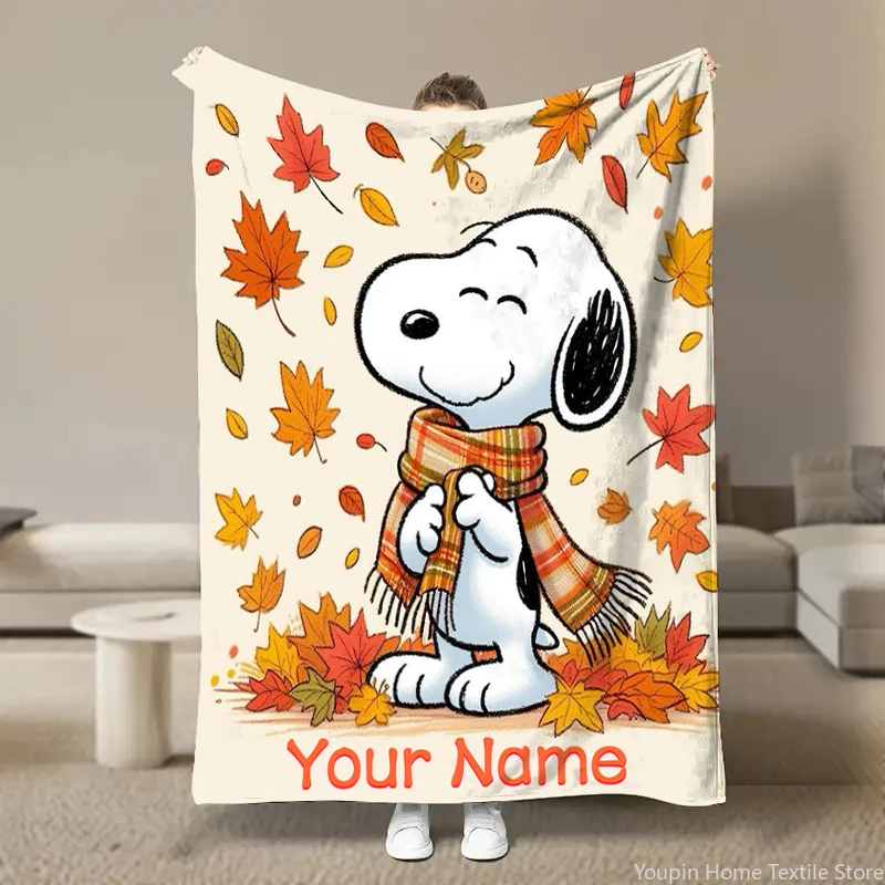 Couverture Personnalisée avec Nom, SnoAmendements, Chien de Dessin Animé, en Peluche Douce, Glutnel, pour Lit, Canapé, Cadeau pour Enfant