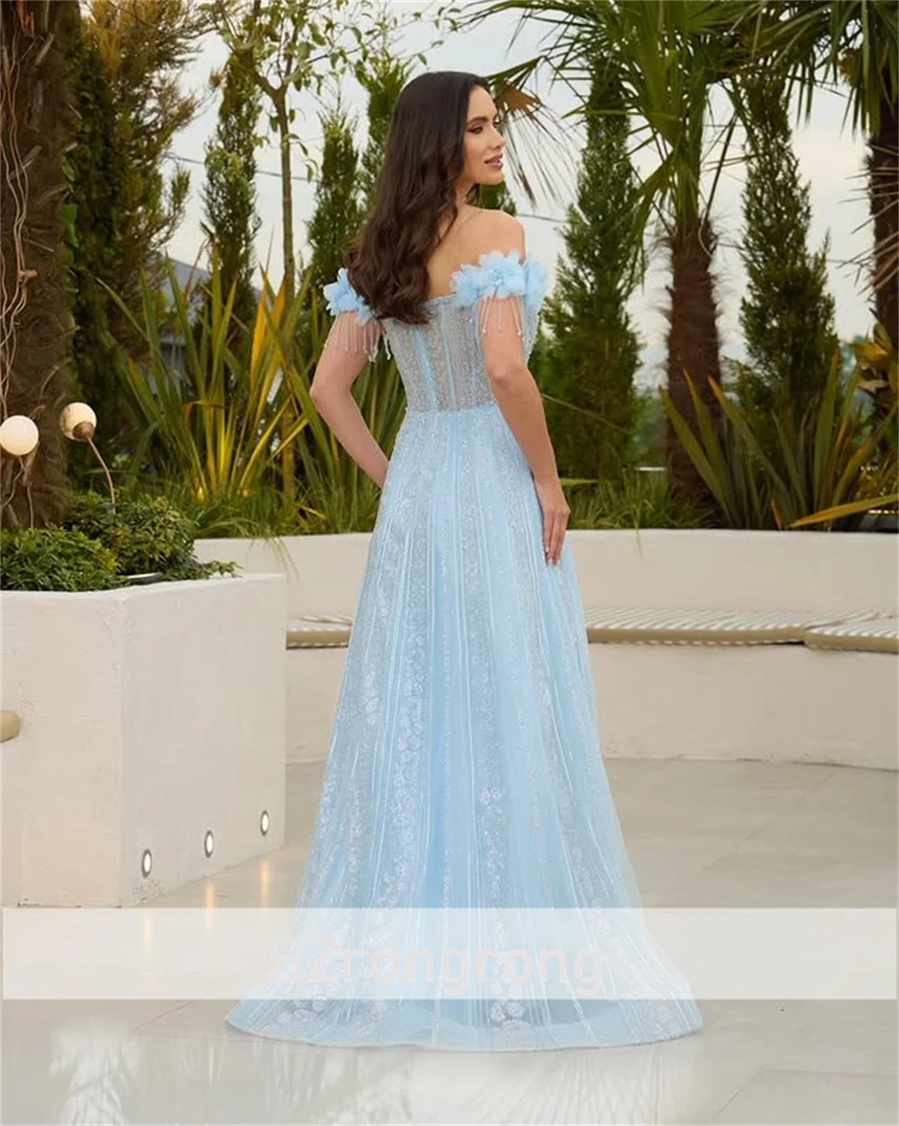 Изысканное вечернее арабское платье из тюля с воротником-сердечком и бисером, длинное вечернее платье трапециевидной формы с открытой спиной и цветочными блестками по индивидуальному заказу