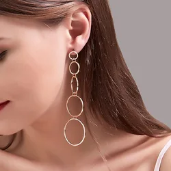 New Earrings Multi-layer Circle Tassel Earrings For Women Long Earing Exaggerated Circle Earings Gold color Silver Color Earring