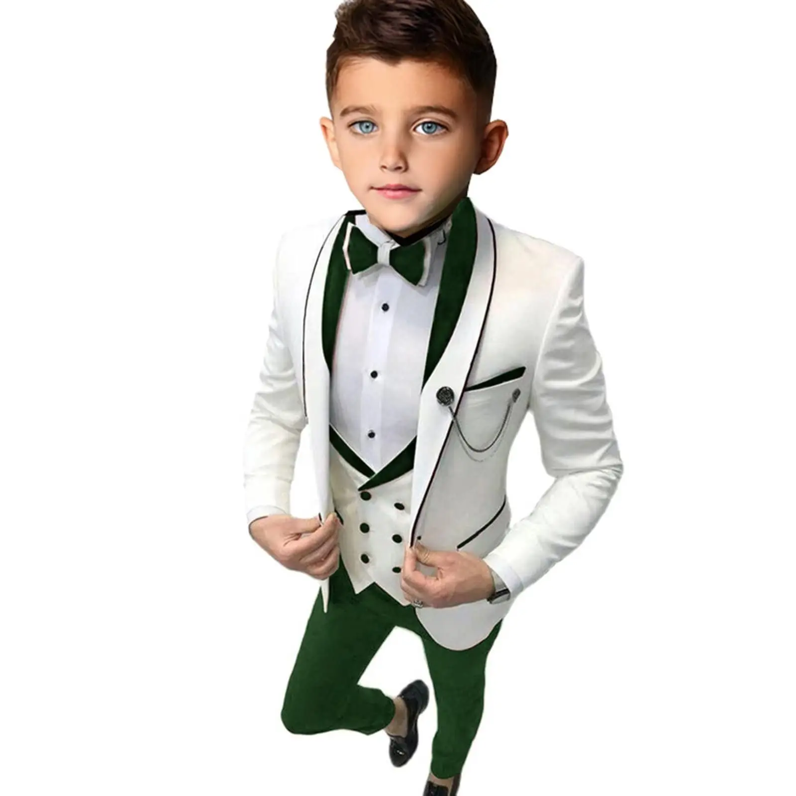 Prince Boys Wedding Suit Royal Blue Kids Vest Shirt Pants Bowtie 4PCS Photography Suit 2024 Child Birthday Ceremony Costume Set