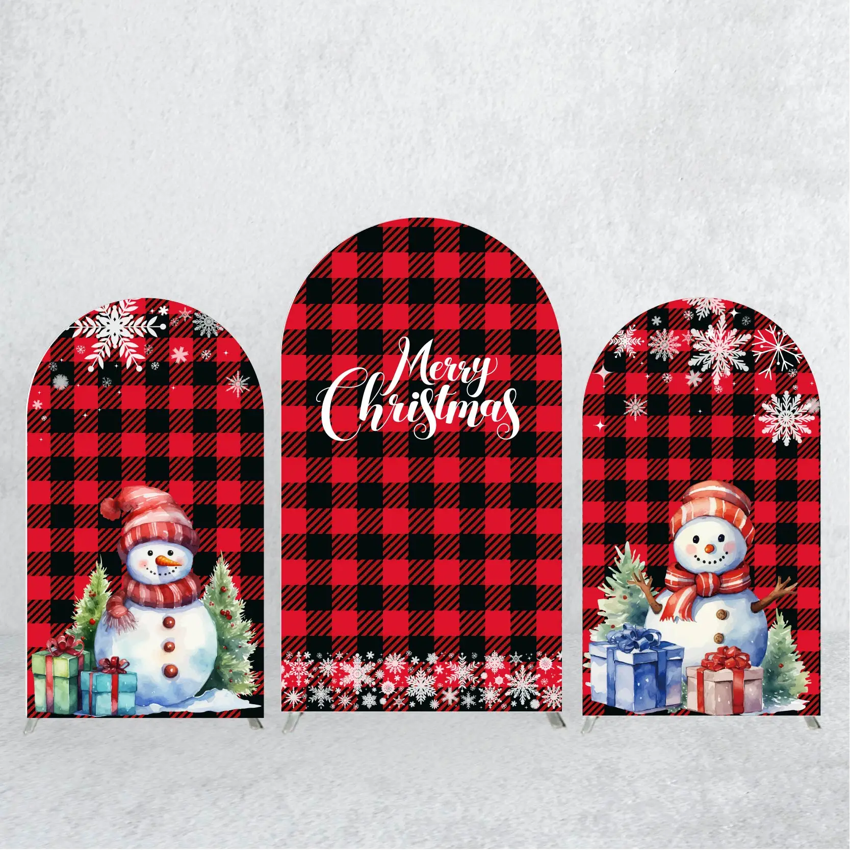 

Christmas Snowman Arch Backdrop Cover Banner Home Decoration for Merry Christmas Festival Party Photo Background Studio