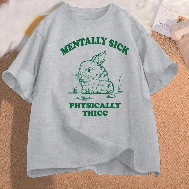 مضحك العقلية مريض جسديًا Thicc الهامستر ميمي طباعة تي شيرت المرأة س الرقبة موضة تي شيرت الصيف ملابس كاجوال #5