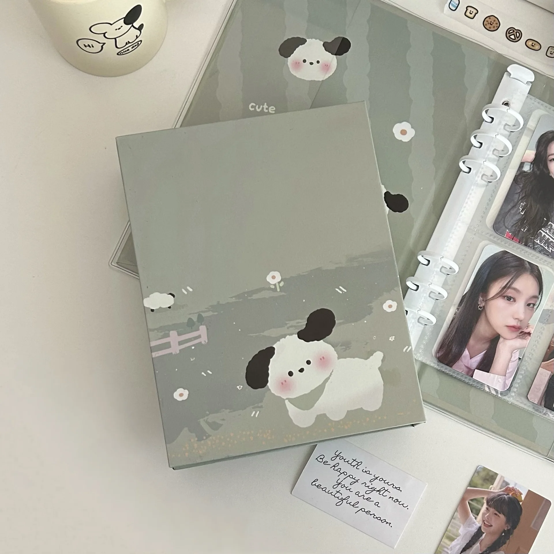 A5 A6 Cartoon Puppy Journal Cover Loose-leaf Idol Kpop Card Album Storage Book Cute Binder Photocards School Stationery