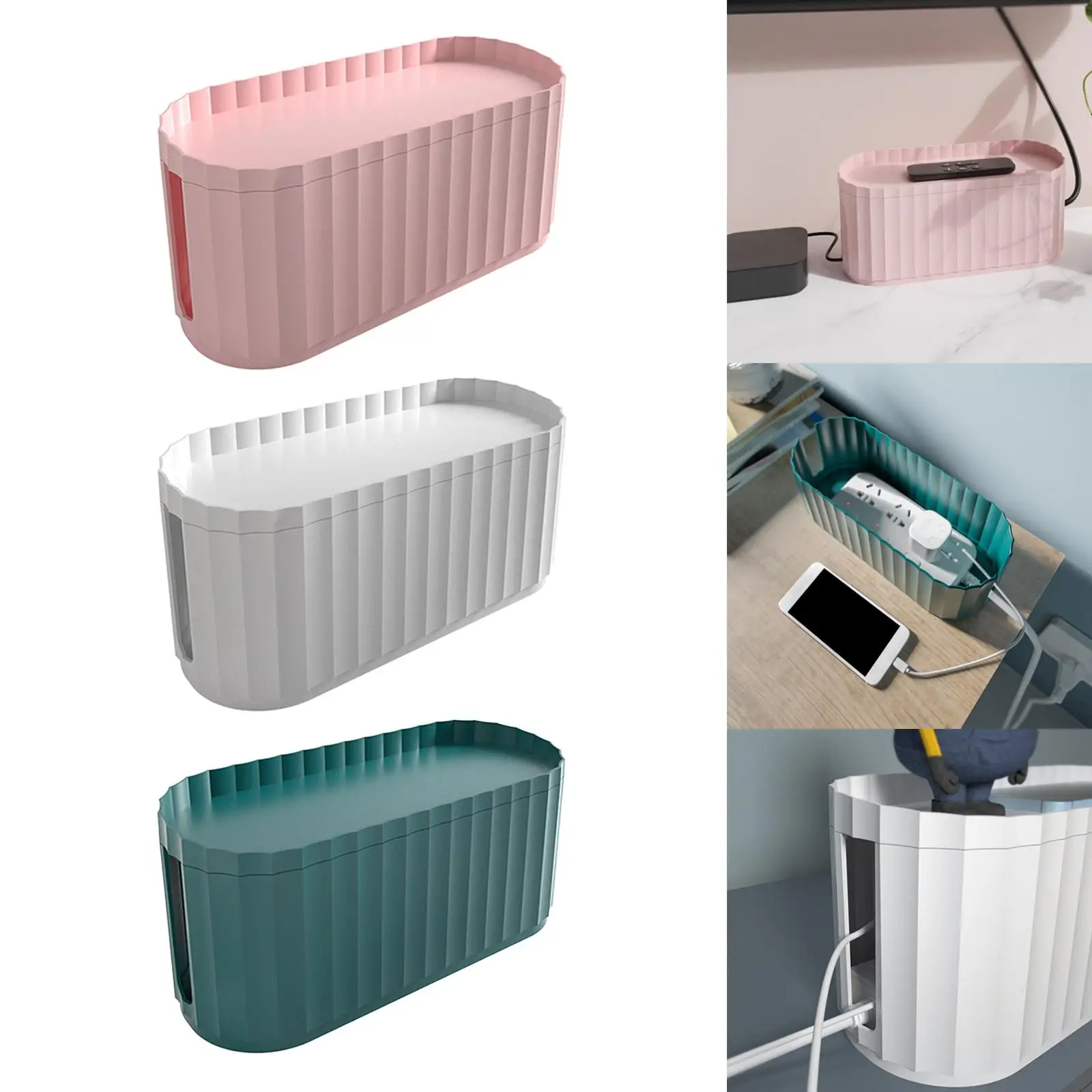 Portable Cable Management Box to Hide Charger Adapter Detachable for Kitchen
