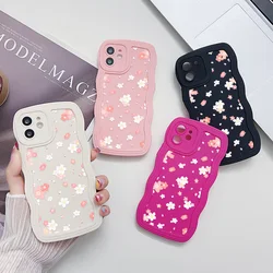 Solid Flower Soft Wave Phone Cases for iPhone 16 Pro Max Case iPhone 15 Plus 14 13 12 11 Pro X XR XS Max Fundas Shockproof Cover
