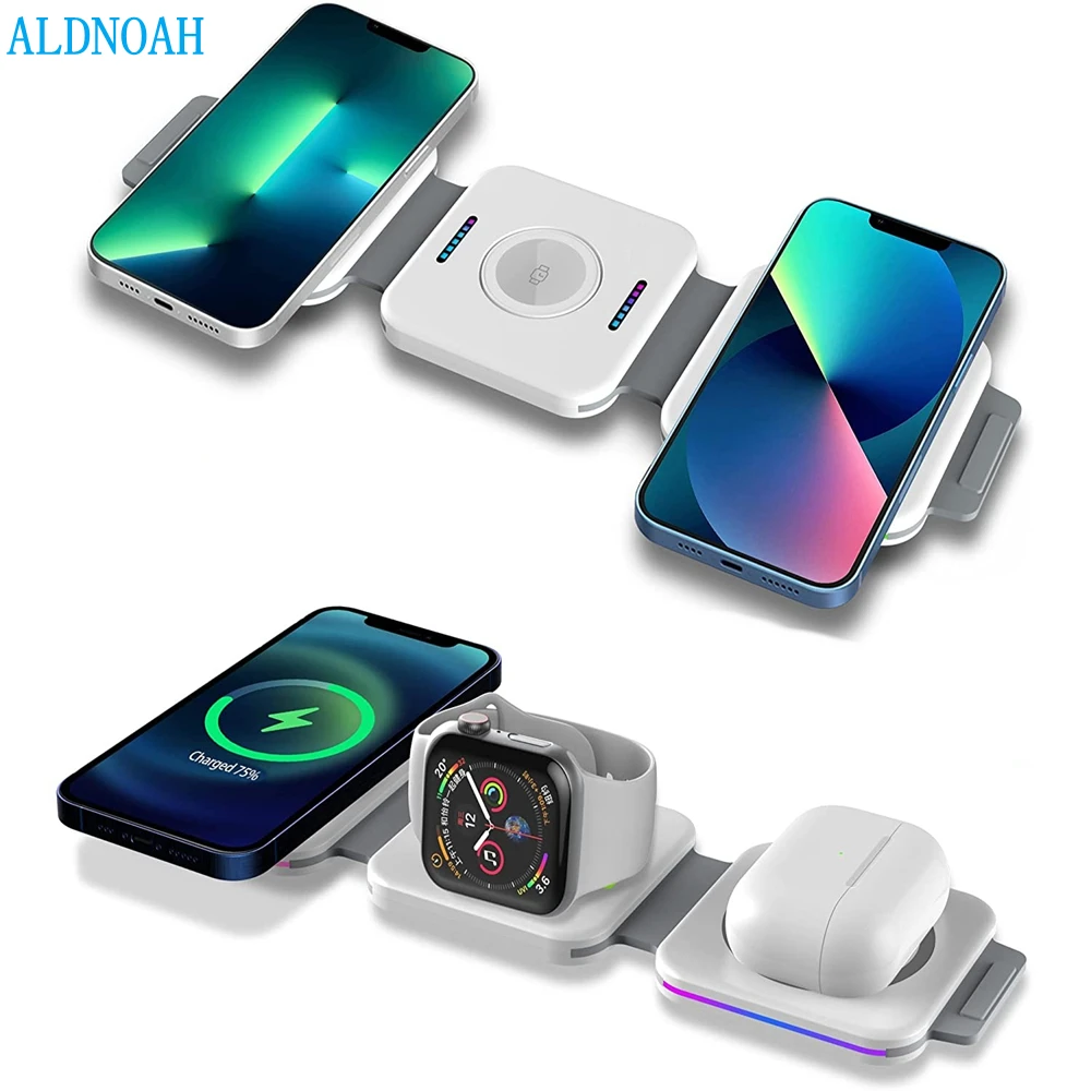 

Magnetic Wireless Charger Foldable15W Fast Charger For iPhone 14 13 12 11 Pro 3 in 1 Charging Pad For iWatch 7 6 SE Airpods 2 3