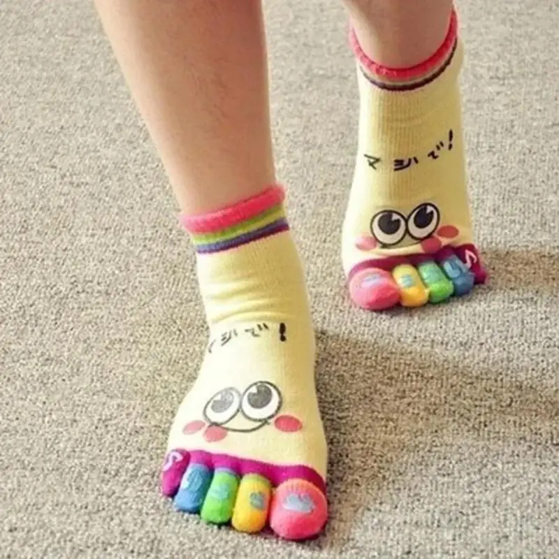

1 Pair Cotton Women Socks Women Cute Casual Five Toe Crew Finger Performance Original Weight Micro Funny Socks Wholesale