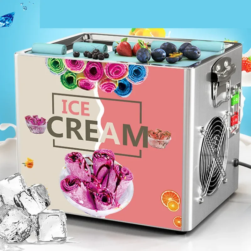 Automatische Gebakken Yoghurt Machine Kraam Dik Gesneden Gebakken Ijs Machine Gebakken Ijs Pap Machine Gebakken Ijs Roll Machine