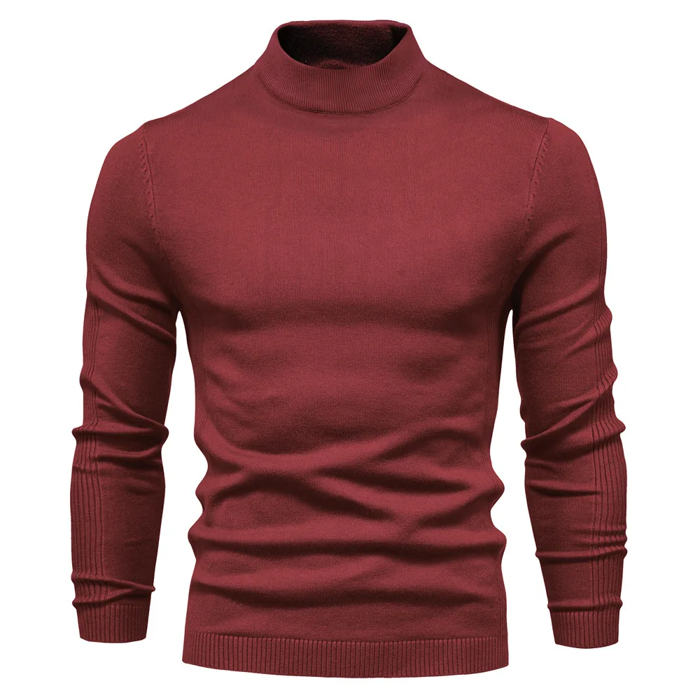 

New Autumn Winter Casual Men's Solid Color Pullover Sweater Turtleneck Casual Multi-color Comfortable Knitted Sweater JJ957
