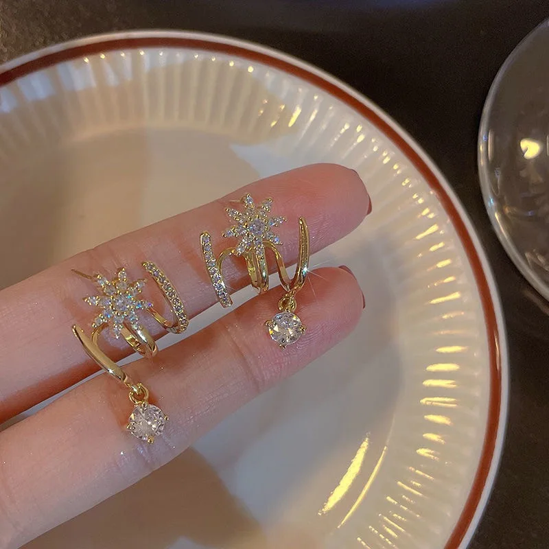 New Exquisite Micro Inlaid Shiny Zircon Stud Earrings For Women Korean Style Luxury Earring Girl Party Temperament Jewelry image 6