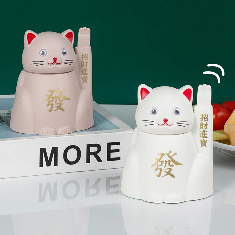 Cartoon Cute Fortune Cats Toothpick Box Home Living Room Table Ornaments Creative Press The Automatic Rise Toothpick Box