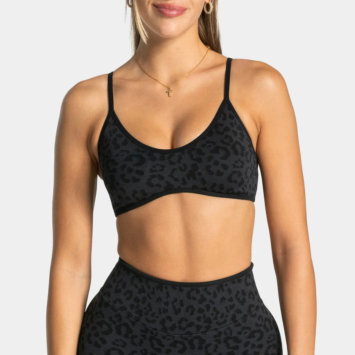 Sportbeha met luipaardprint voor dames, geschikt voor hardlopen, fitness, training en andere actieve sporten, met goede schokabsorptie.