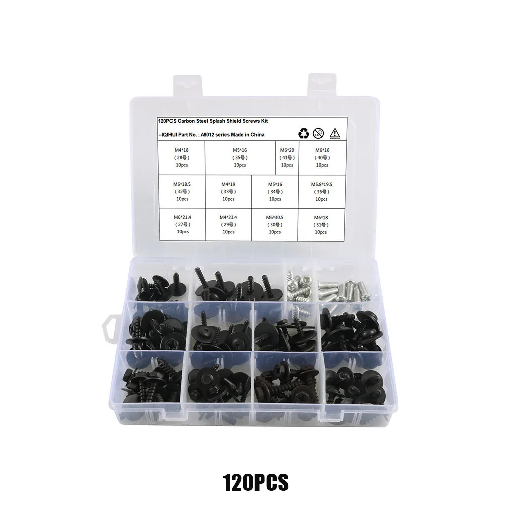 120 Pieces Set 12 Kinds Bolts Screws Fasteners Accessories Spare Parts