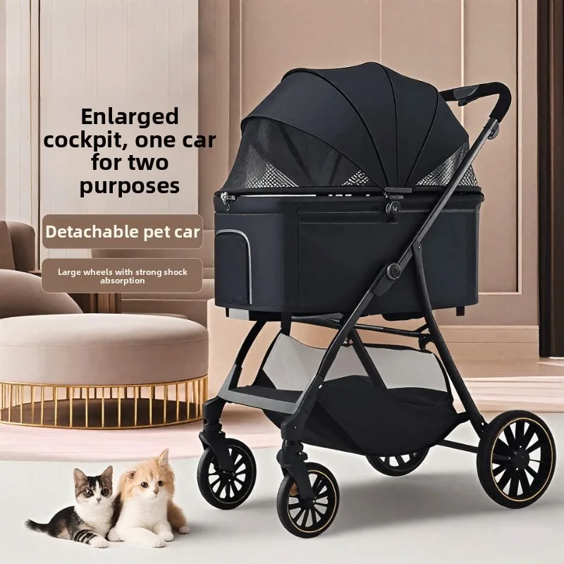 Poussette pour chien et chat, légère, pliable, à un bouton, chariot portable, pour les marchés américains et européens, poussette pour chiot
