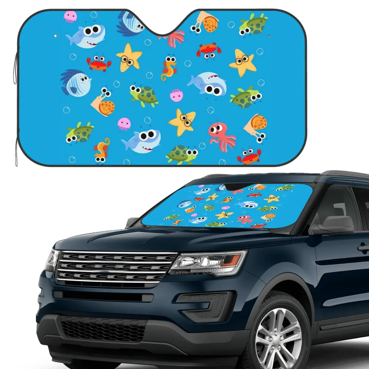 

Finny The Shark Sunshade Windscreen Car Front Windshield Window Sun Visor Accessories Covers