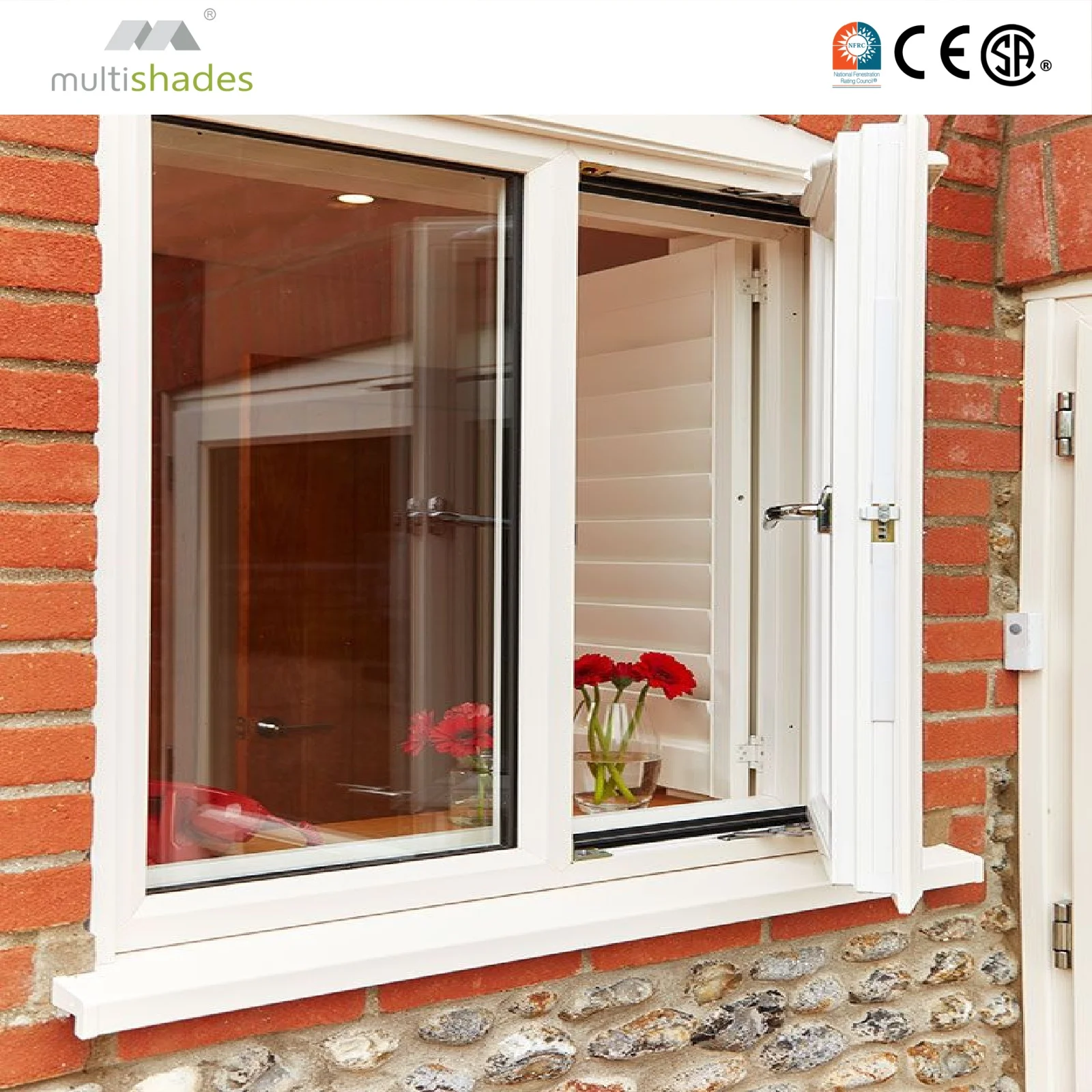 Heavy Duty Casement Window NFRC Certified Hurricane Proof Thermal Break Aluminum Double Glazed Low-E Glass for Extreme Weather