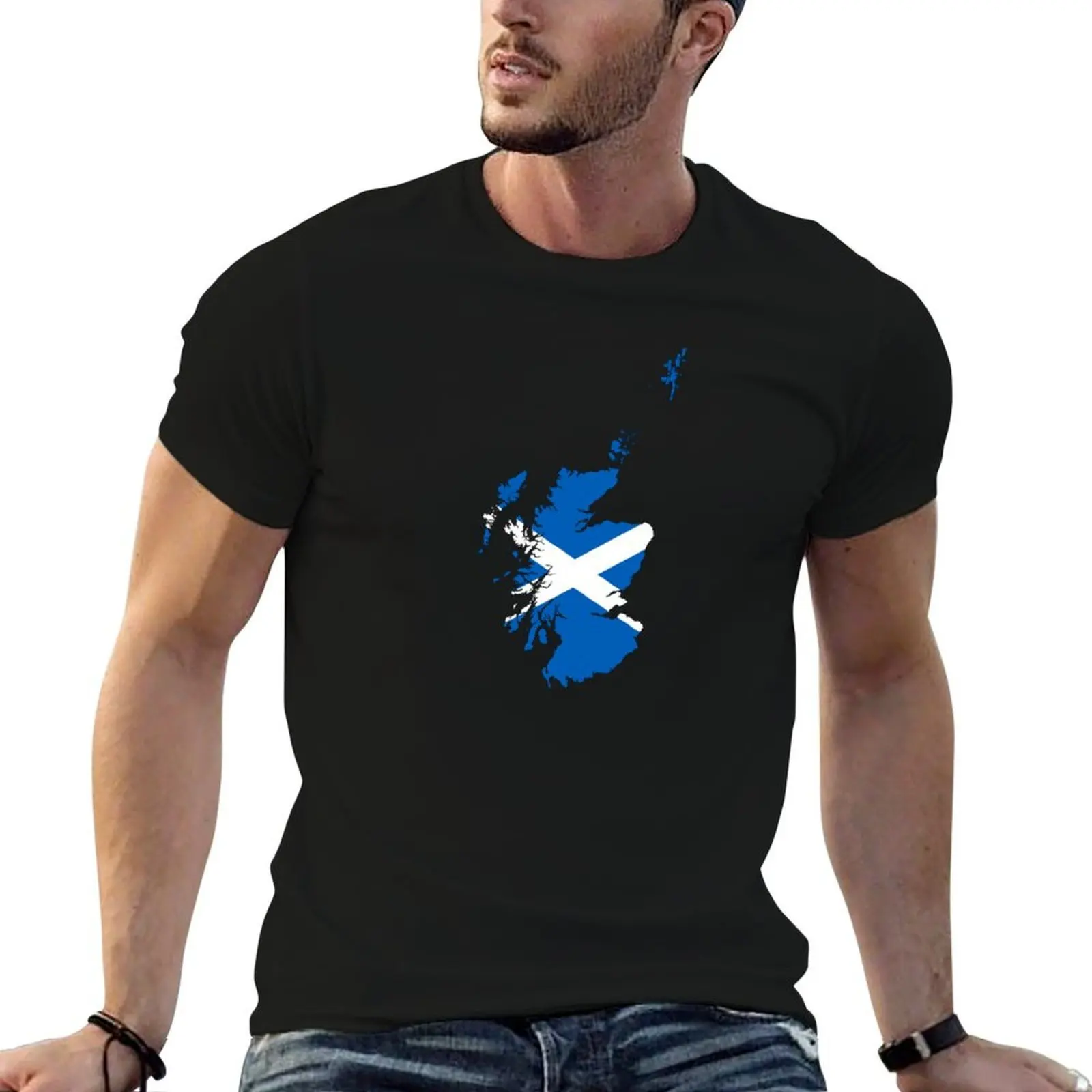 

Scotland Flag Map T-Shirt man t shirts for men casual man t shirt heavy cotton T-Shirt